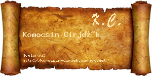 Komocsin Cirjék névjegykártya